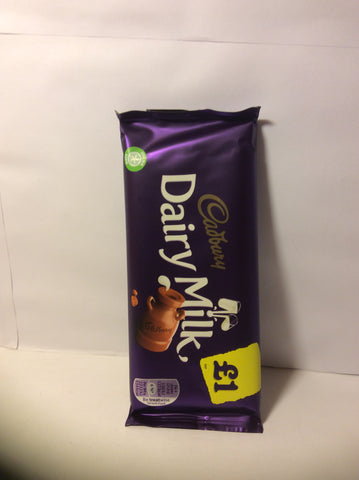 Cadbury dairy milk block-£-1.00.p/m.95gX22’s-20%